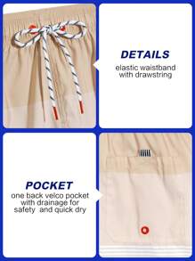 Manfinity Swimmode Shorts de baño de hombre con cordón y estampado de vacaciones en la playa
