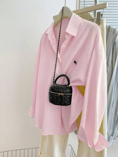 INAWLY Blusa casual de manga larga a rayas para mujer, adecuada para la oficina/ir al trabajo