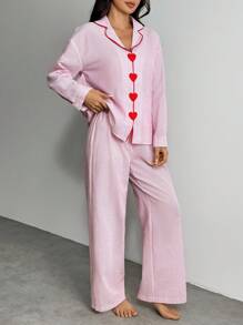 SHEIN PETITE 女士日常两件套服装 - 粉色 - 查看 3