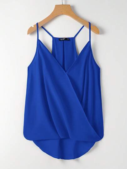 SHEIN LUNE Plus Size Women Summer Elegant Solid Color Asymmetric Hem Camisole