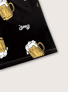 Manfinity Chillmode 男士啤酒印花休闲图案衬衫，男友礼物 - 彩色 - 查看 4