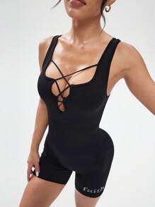 Slayform Slayform Seamless High Elasticity Women's Crisscross Strap Sports Jumpsuit - Black - View 1