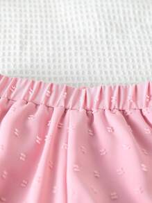 SHEIN Baby Girls Casual Comfortable Fashion Elastic Waist Shorts, Versatile For Summer Vacation And Daily Wear - Pink - View 4