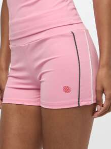 SUMWON WOMEN Activewear Fitness Hot Pants Workout Running Gym Shorts High Waisted Bottoms Spring Summer Athleisure - Pink - View 1