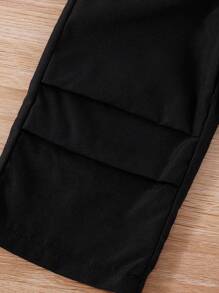 Baby Girls' Black And White Summer Casual City Break 2pcs Outfit,White Vest Top With Black Star Print&Black Cargo Pants,Cool Street Style For School - White - View 7