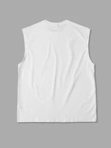 Manfinity Homme 男士字母印花圆领休闲宽松背心，夏季