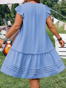 EMERY ROSE Sommerkleid mit Rüschen und weiten Ärmeln für Damen in Große Größen in Blau - Blau - Übersicht 4