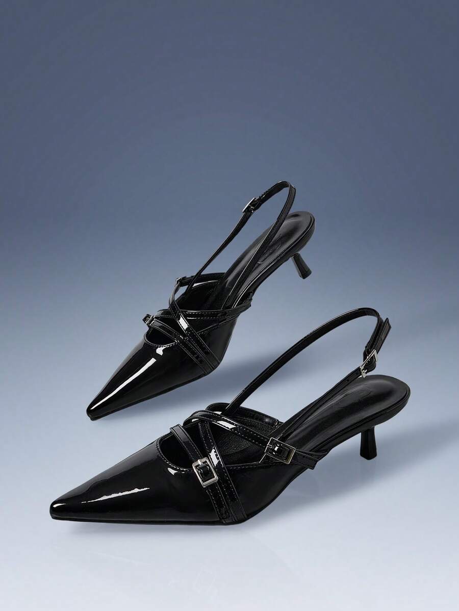 CUCCOO GRLICON 女士 Y2K 朋克风格高跟鞋，适合摩托车、酷女孩、万圣节、圣诞节、派对装扮 - 黑色 - 查看 1