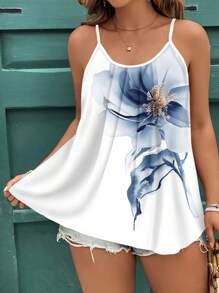 EMERY ROSE 大码女式休闲花卉印花吊带背心和背心，适合夏季 - 彩色 - 查看 1