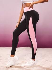 Slayoga Women's Contrast Color Patchwork Tight Fit Leggings