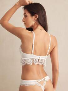 Charlaine Elegant French Style Solid Color Lace Underwire Bra - White - View 2