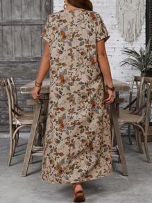 EMERY ROSE Robe de vacances décontractée à imprimé floral grande taille