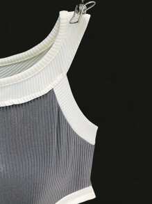 Vestido casual diario sencillo de bloques de color para niñas preadolescentes - Blanco - Ver 3