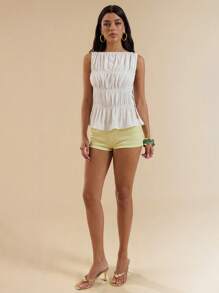 SHEIN BAE Top de tirantes con detalles de cuentas y recortes laterales, top de tirantes ajustado y sexy con cuentas, ideal para verano, vacaciones en la playa, resort en Italia, Ibiza - Blanco - Ver 3