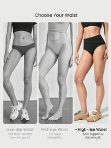 GLOWMODE 2 Packs Lightweight Breathable Sweat-Wicking High-Rise Waist Seamless No-Show Thong Underwear Daily Casual Workout - Black - View 7