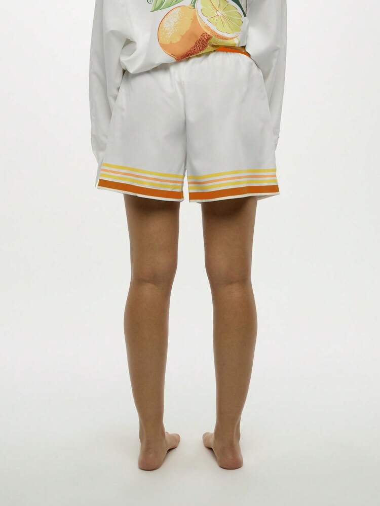 SUMWON WOMEN High Waist Pyjama Style Shorts Striped Trim