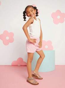 Mini mi #CoquetteAesthetic 女孩水钻珍珠系带露趾鞋床玫瑰金凉鞋 - 时尚、闪亮、舒适 - 玫瑰金 - 查看 6