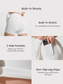 GLOWMODE FeatherFit™-Air Power Moves 吸汗速干 Peekaboo 可调节宽肩带运动连衣裙，内置短裤侧袋，防滑握把，低冲击力网球、高尔夫、匹克球，日常穿着，可拆卸护罩 - 白色 - 查看 4