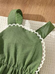 Blossori Baby Girls' Countryside Vacation Green / Lace Decor Suspender Dress - Green - View 4