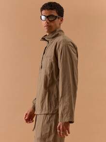 Musero Chaqueta con cuello alto, cremallera de cuarto y diseño envolvente para hombres, adecuada para primavera, verano, días festivos y vacaciones