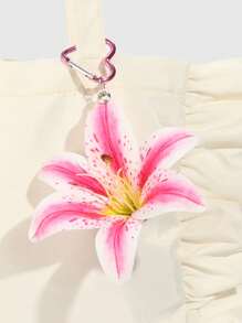 ROMWE Fairycore 1 pieza Llavero con decoración de flor de lirio con lunares en degradado, con estilo de resort de playa, adecuado como regalo de boda, vacaciones o para la vuelta al cole para adolescentes