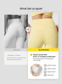 GLOWMODE 24英寸 FeatherFit™ 交叉紧身裤，内置内衣，轻度支撑，低冲击瑜伽，日常健身 - French Vanilla - 查看 2