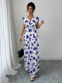 Elenzga Váy in hoa thanh lịch, mùa hè - Màu xanh lam - Xem 3