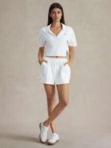 Briarwyn 2 件套纯色针织休闲运动套装女士度假两件套度假服装女士海滩度假服装女士生日服装女士两件套俱乐部服装女士性感夏季服装女士度假两件套图案 T 恤老款女士返校服装 - 白色 - 查看 7