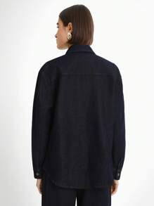 Daynim 女士休闲宽松牛仔衬衫，长袖，原色牛皮衬衫