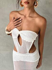 Aloruh Vestido ultra largo para mujer, elegante para el verano - Blanco - Ver 8