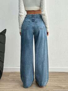 EURMUSE HIGH RISE WIDELEG Y2K STYLE JEAN PETITE - Medium Wash - View 2