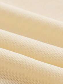 SHEIN ICON Áo hai dây lưới viền bất đối xứng màu trơn thanh lịch - Màu be - Xem 4