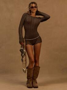 MUSERA 钩针编织修身连体裤，适合伊比沙岛度假、春季、夏季、海滩、波西米亚风、西部风情节日等各种场合。夏季服装，牛仔装扮，西部风情，适合伊比沙岛秋季夜生活、秋冬季约会、秋冬季时尚穿搭。