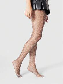 ROMWE Goth 1 双女士轻盈豹纹长袜，适合所有季节