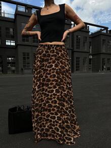 DAZY Women's Fashion Leopard Print Skirt - Brown - View 3