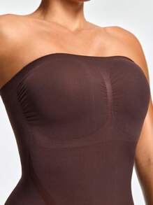 SHEIN Shape Women Solid Color Bandeau Casual Bodycon Dress