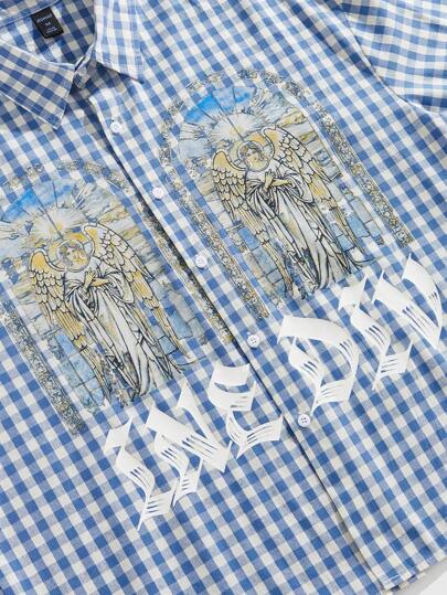 Street Life Men's Casual Boxy Fit Plaid Short Sleeve Shirt,