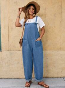 EMERY ROSE Plus Size Denim Jumpsuit, Fashion Suitable For Summer Summer Outfits For Women Vacation Outfits Woman Women Summer Clothes Country Concert Outfit