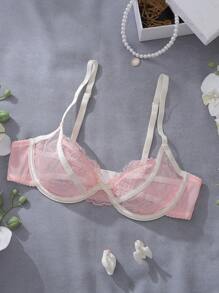 PetitDoll Sujetador de mujer con copa 3/4, encaje y refuerzo de estilo romántico francés