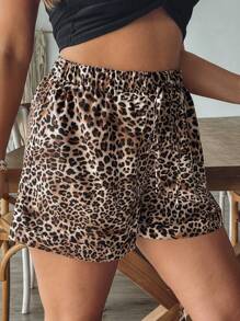 SHEIN VCAY Plus Size Summer Casual Leopard Print Shorts