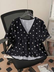 Chiquease 女士褶饰花卉 3D 泡泡袖衬衫 - 彩色 - 查看 1