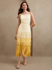 Anewsta Circular Tassel Hollow Out Embroidery High Waist Slip Dress, Flowy & Breathable, Summer Outfit For Women, Festival