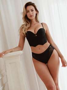 LUVLETTE Women Shapewear Tube Tops Lingerie As Outerwear Basic  Push Up Longline  Corset Bar - Black - View 5