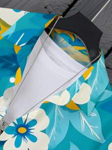 Manfinity RSRT Men's Floral Print Button-Up Short Sleeve Casual Shirt, Summer - Multicolor - View 4