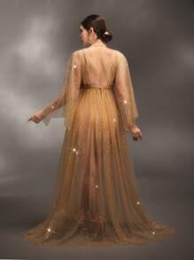 Cheriluna Maternity 优雅透明闪光孕妇写真拍摄连衣裙，适合孕妇拍摄