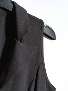 Franclia 女士时尚优雅无袖高端修身连体裤 - 黑色 - 查看 4