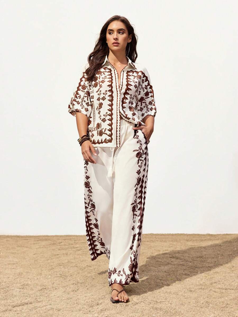 Maija 大码花卉印花休闲度假衬衫 - 彩色 - 查看 1