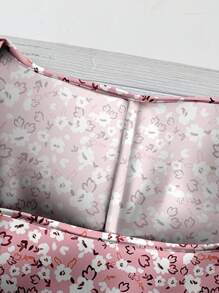 EMERY ROSE 百搭休闲碎花宽松衬衫，乡村风格，适合夏季，加大码 - 粉色 - 查看 3