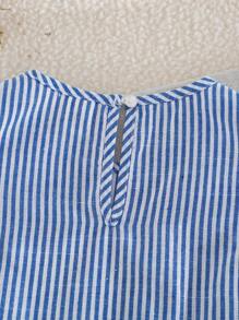 Cozy Pixies 2pcs/Set Baby Girl Striped Crew Neck Sleeveless Top And Elastic Waist Shorts Set Blue Two Piece Set Baby Baby Girl Two Piece Set Blue And White Striped Baby Outfit Baby Girl Summer Outfit Set Baby Girl Short Sets