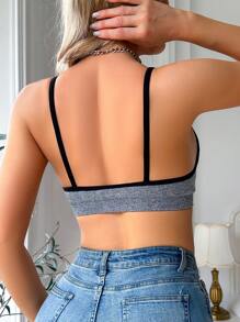 1件女士罗纹无缝无钢圈运动文胸 - 灰色 - 查看 2